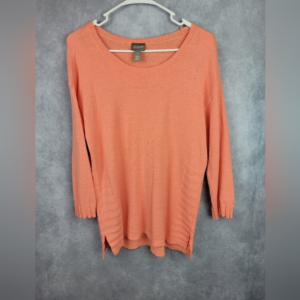 Chico's Orange Knit Sweater Women's size M